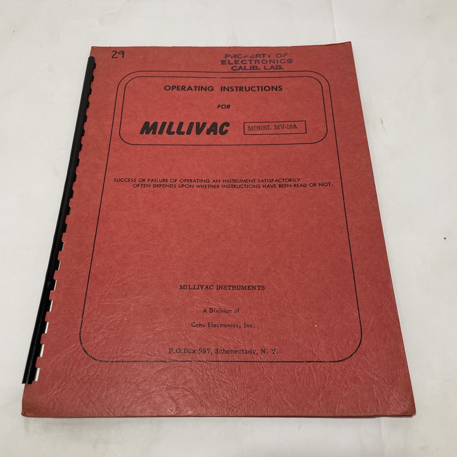 Millivac Type MV-19A Noise Voltmeter Operating Instructions