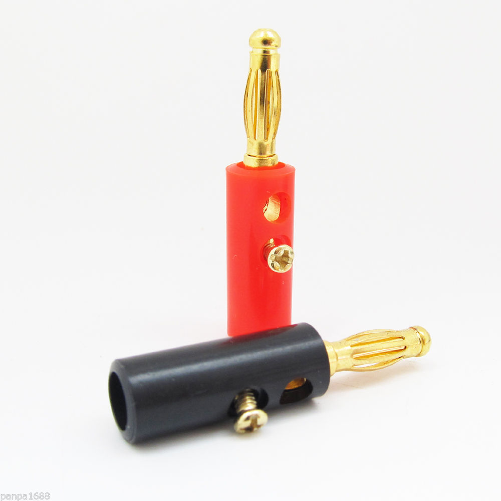 100 Pcs 4mm Gold Plated Audio Speaker Wire Cable Screw Banana Plug Connector