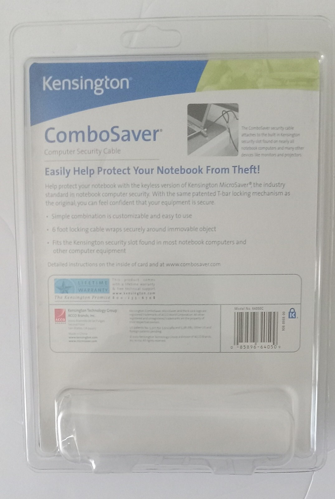 NEW Kensington 64050 ComboSaver Notebook Computer Security Cable Combo Lock