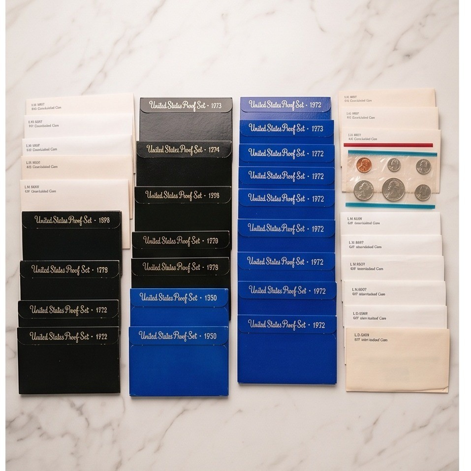 US Mint Proof and Uncirculated Coin Set Lot 30pc 1969 1970s Estate Collection
