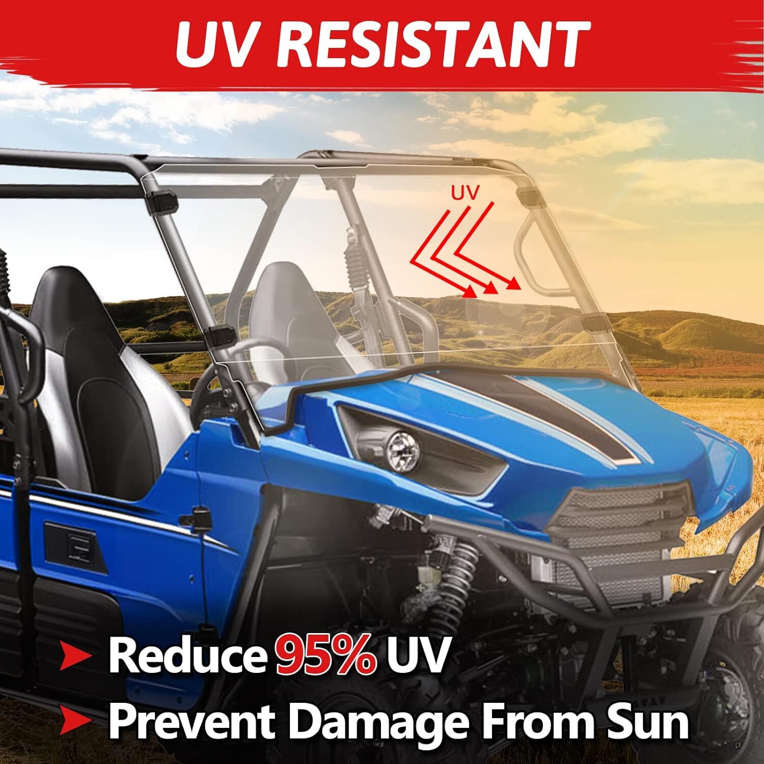 UTV Full Front Windshield for KAWASAKI Teryx 4 750 Teryx 800/4 800 2013-2015