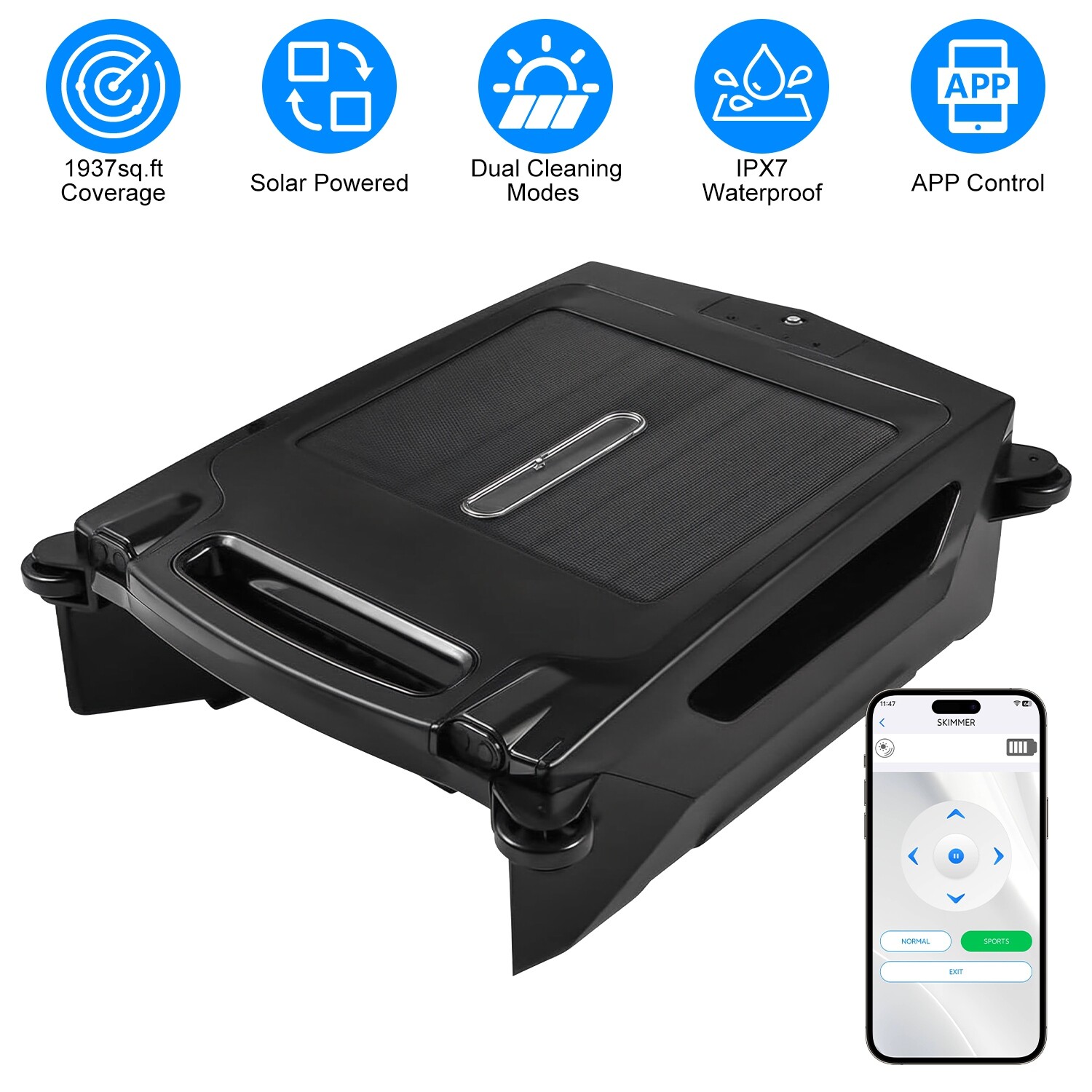 Solar Smart Robotic Pool Cleaner Skimmer Pool Surface Cleaning Automatic Cleaner