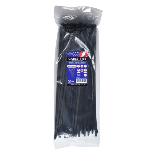 Mayhew MB14-120BLK-C Nylon Cable Ties, 14 inch, 120 lb Tensile Strength, UV