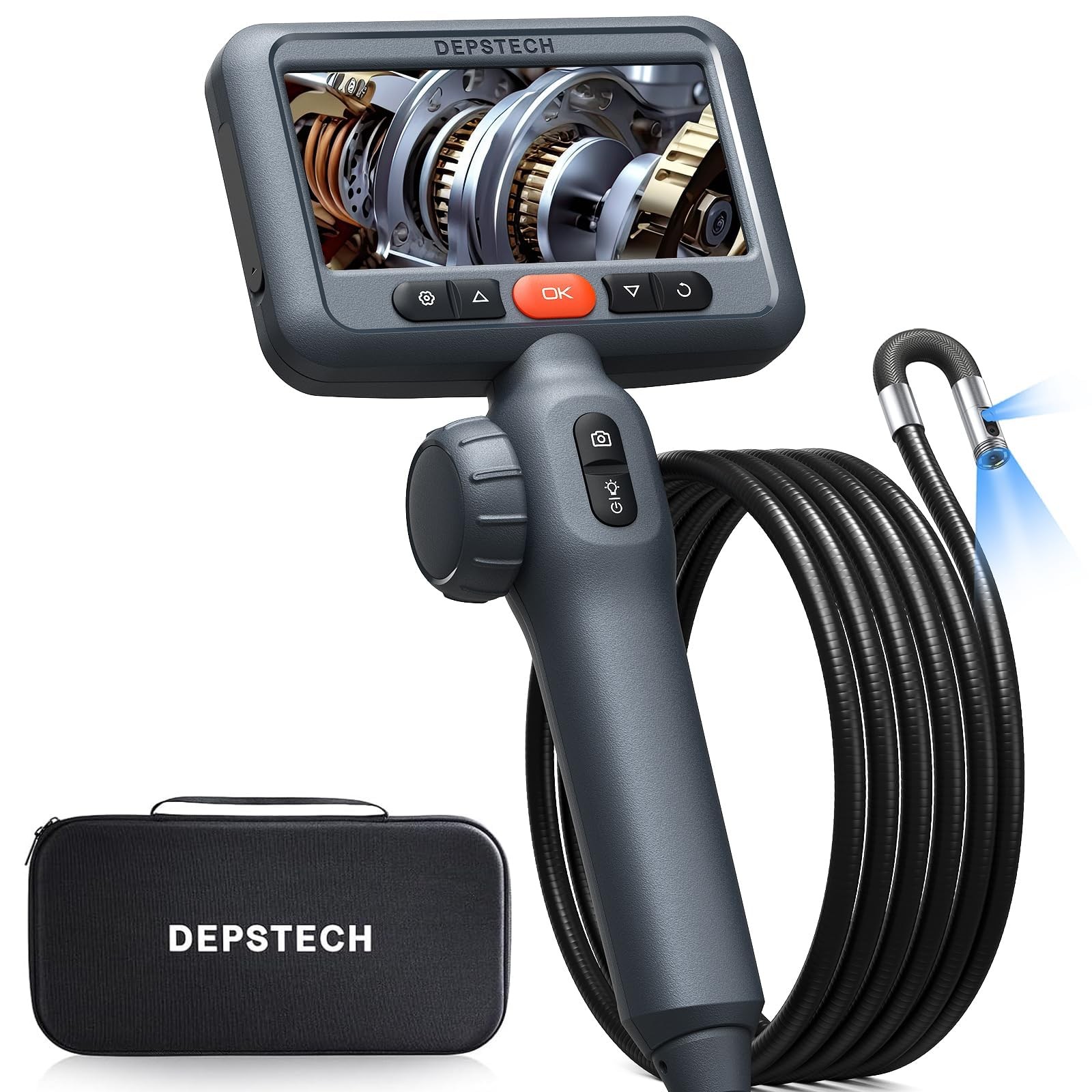 DEPSTECH Articulating Borescope Camera with Light: Dual Lens - 5FT, black