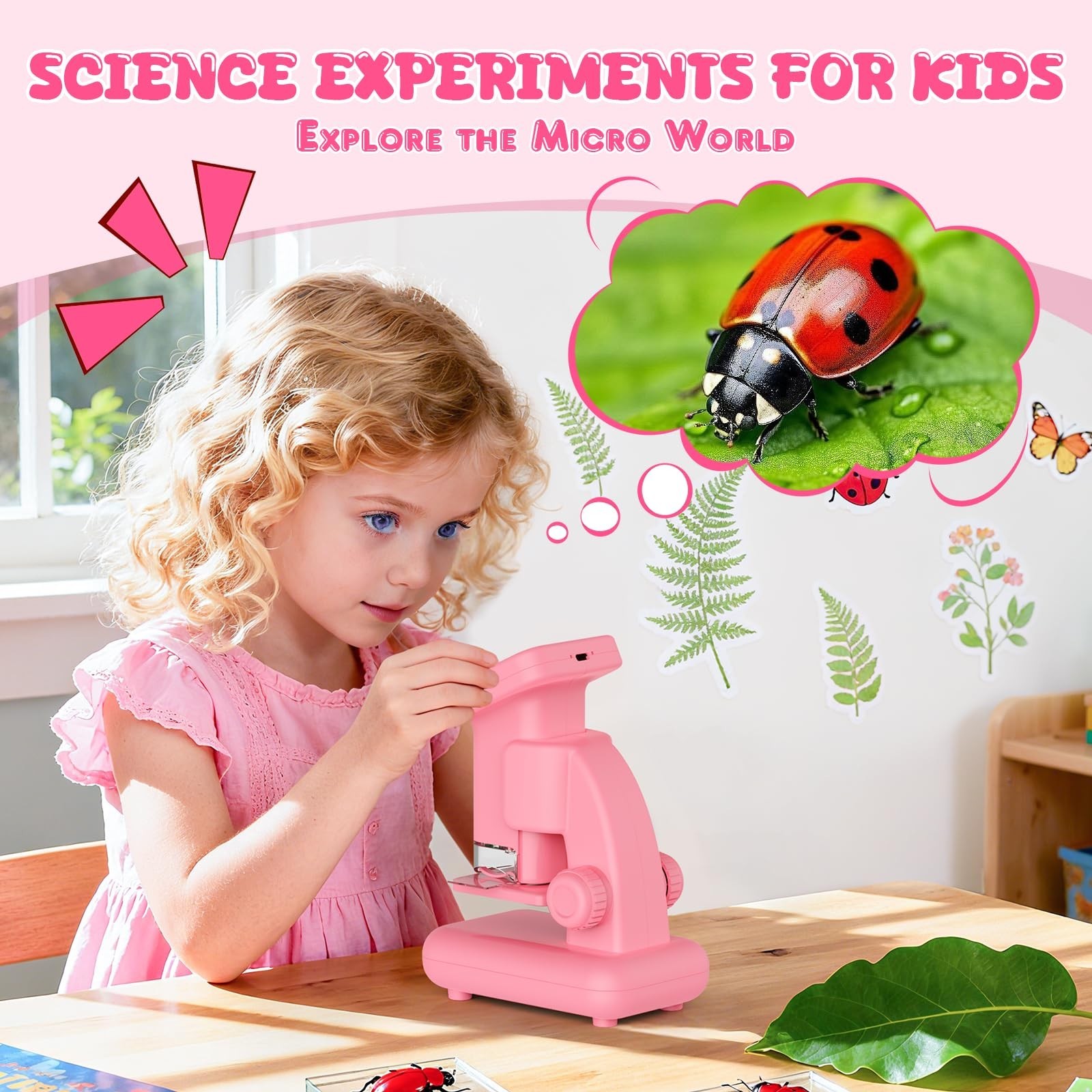 1200X Microscope for Kids, 2 in 1 Handheld & Desktop Digital Microscope with...