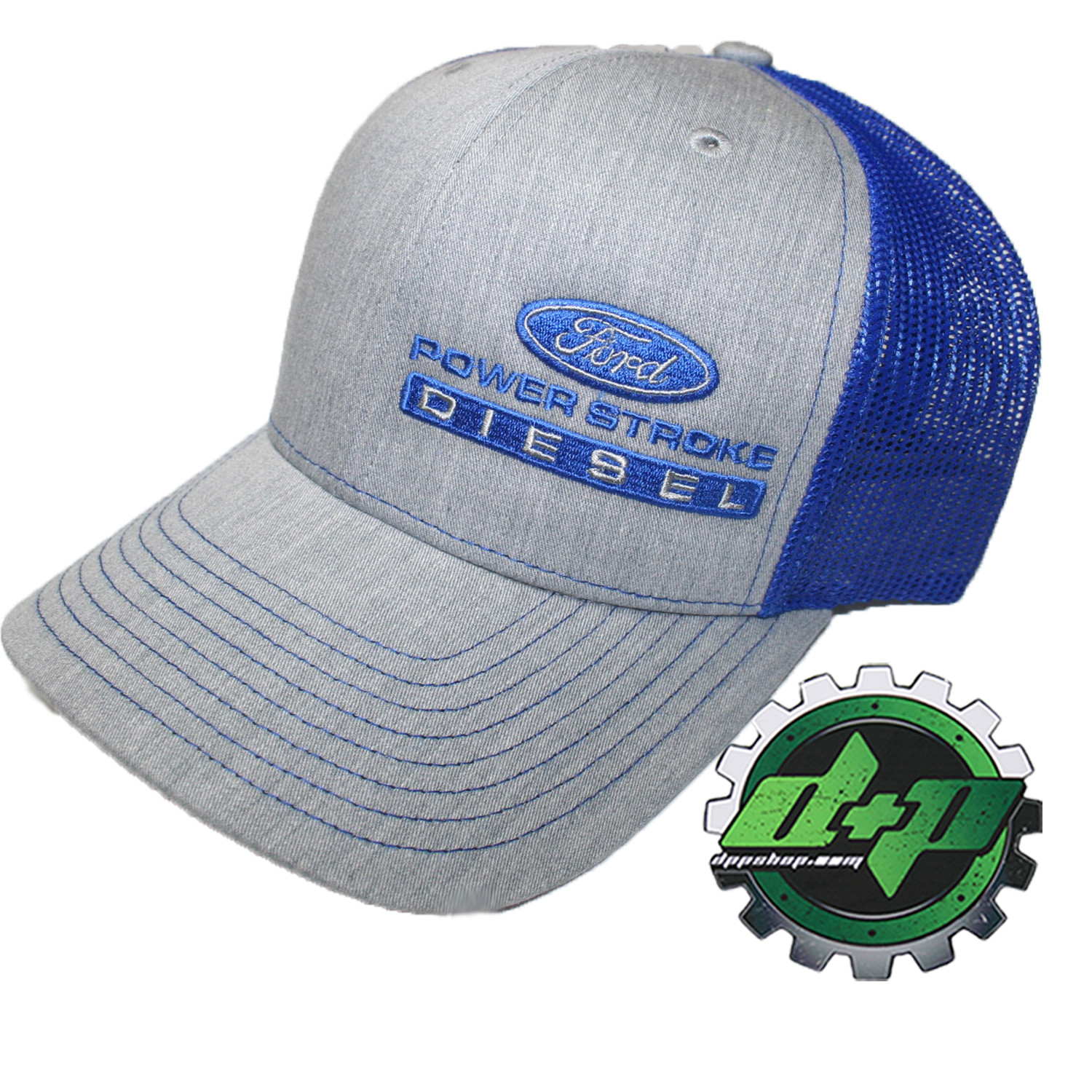 Ford Powerstroke truck hat richardson 112 Gray denim BLUE mesh diesel