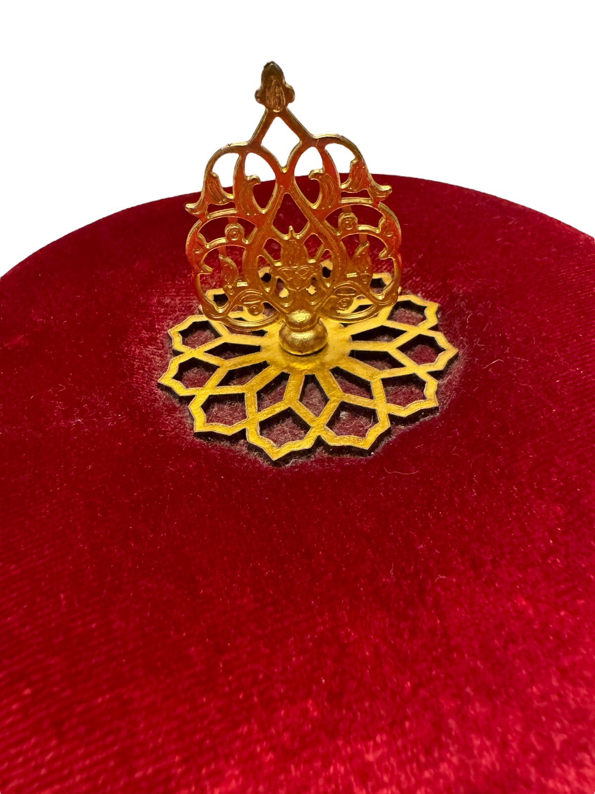 Red Velvet Arabic Gold Accent Keepsake Trinket Box