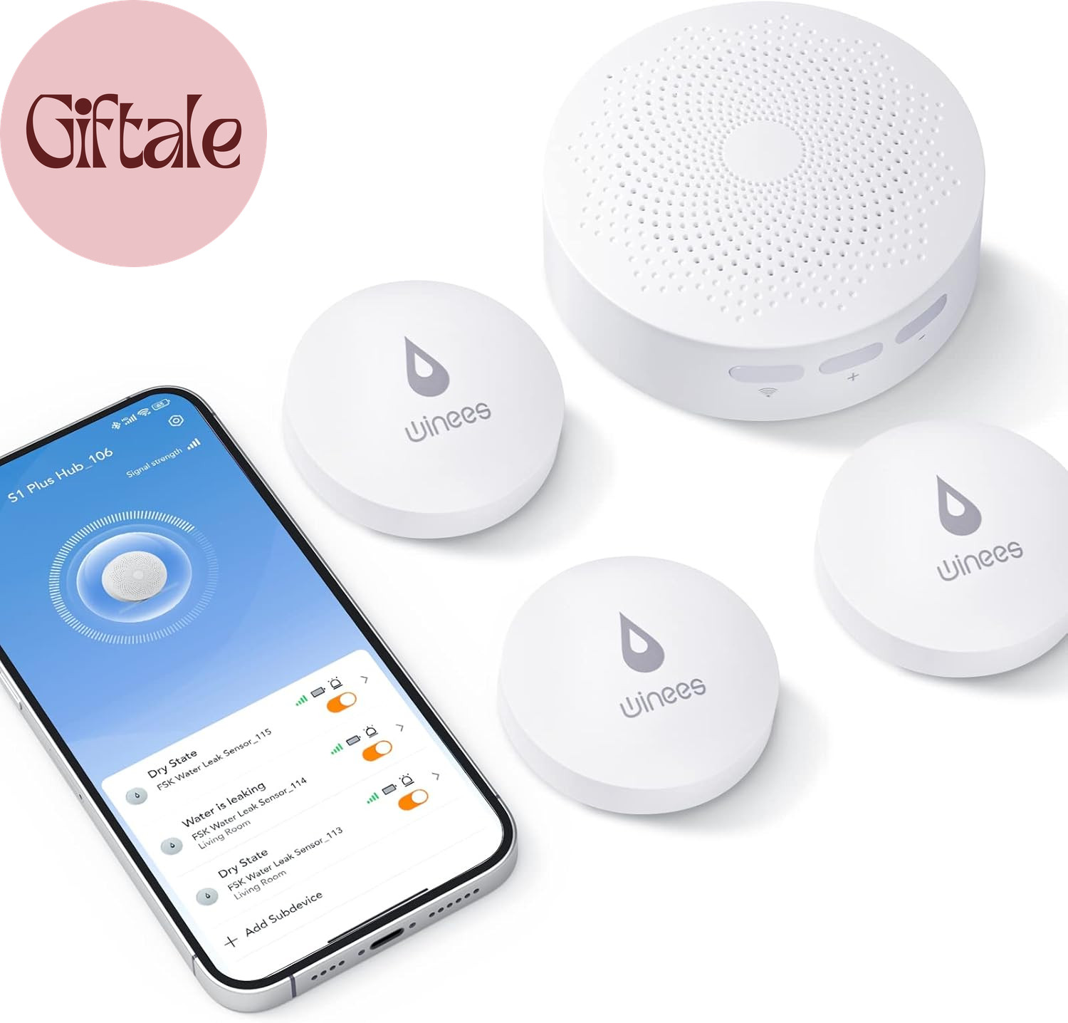 Wifi Water Leak Detector for Home, 3 Pack Water Sensors with 100Db Adjustable Al