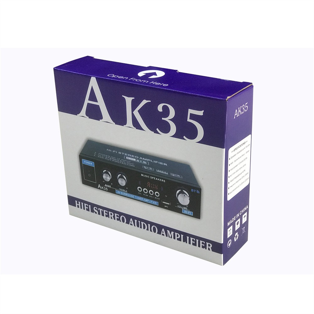 AK35 Stereo Amplifier Home Audio Bluetooth 2.0 Max 200W Power Stereo Receiver US