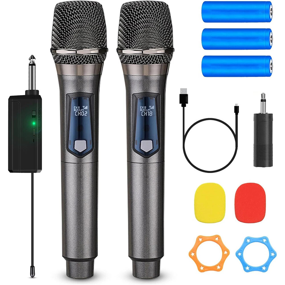 Portable Wireless Handheld Microphone Receiver Mic Set For Karaoke Speech 2Pack