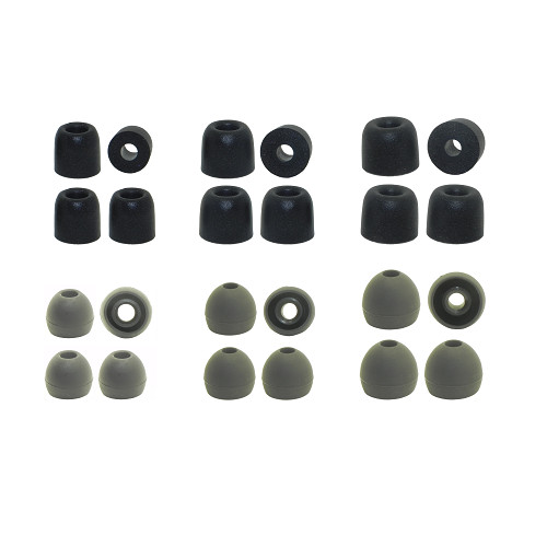 Replacement Earbud Tips Soundpeats - 6 pr. Silicone & 6 pr. Memory Foam Ear Tips
