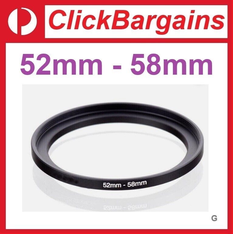 FOTOWORX 52mm to 58mm Step Up Metal Lens Filter Adapter Ring / Stepping 52-58 mm