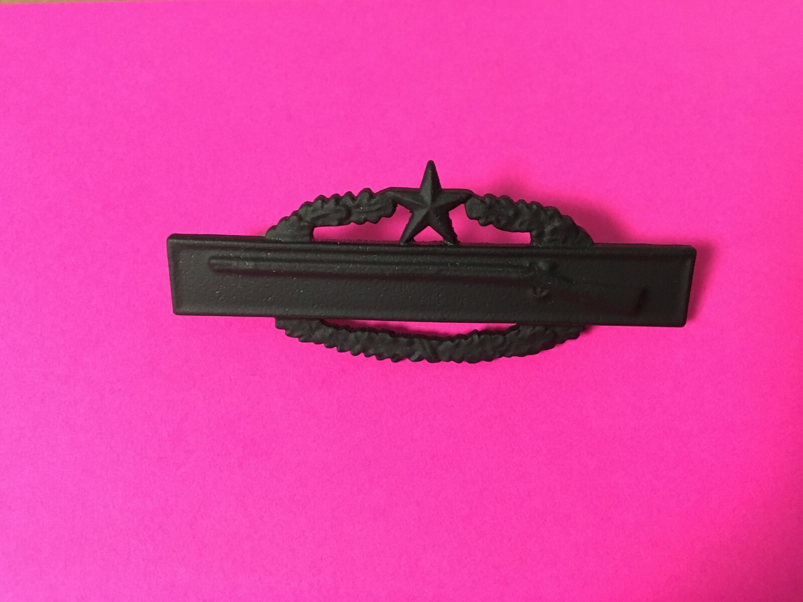 US ARMY COMBAT INFANTRY BADGE 2ND AWARD SUBDUED BLACK MEASURES 3 INCHES