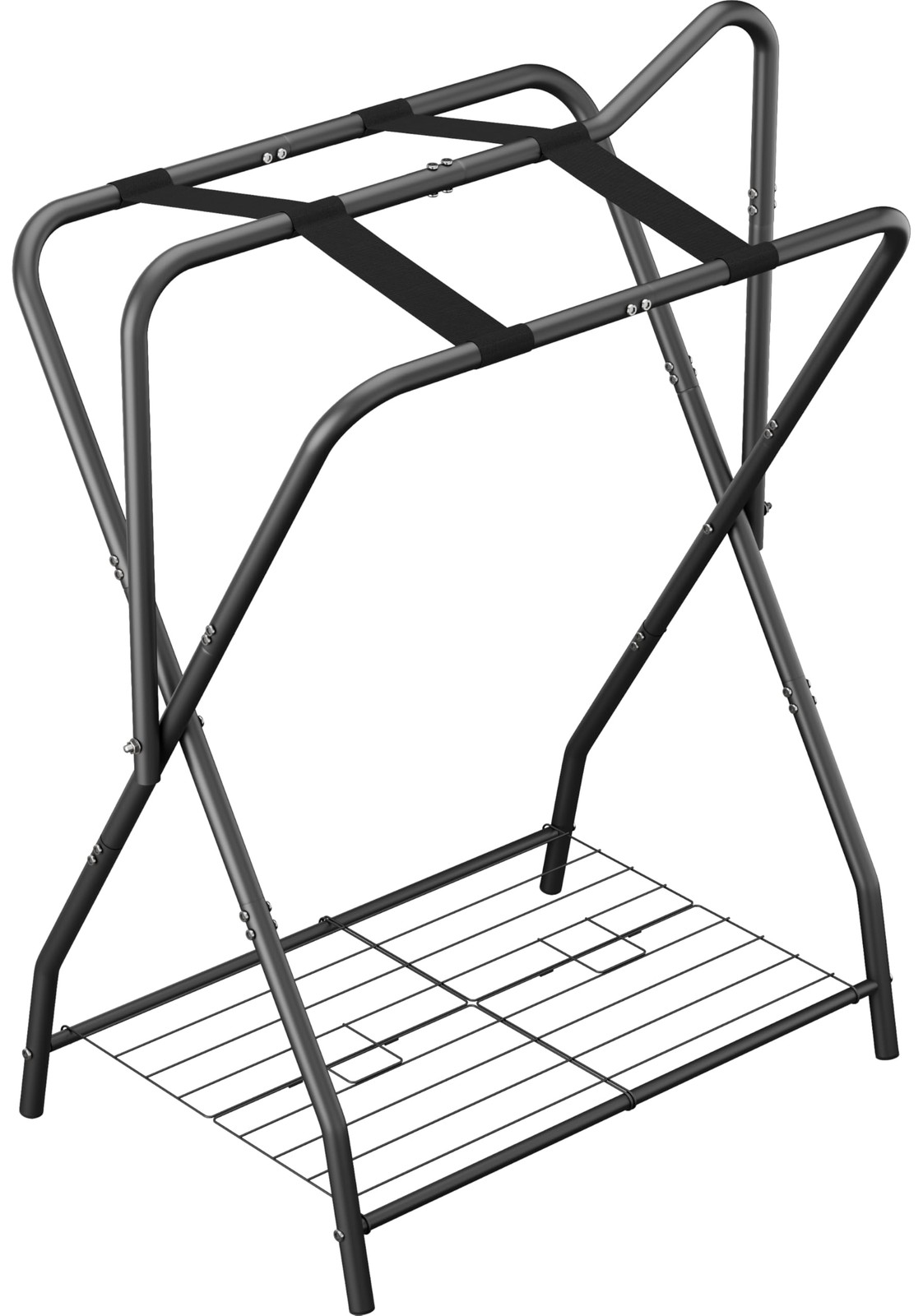 Queension Foldable Saddle Rack Bottom Storage For Horse Stable, Black QSN-SR-B