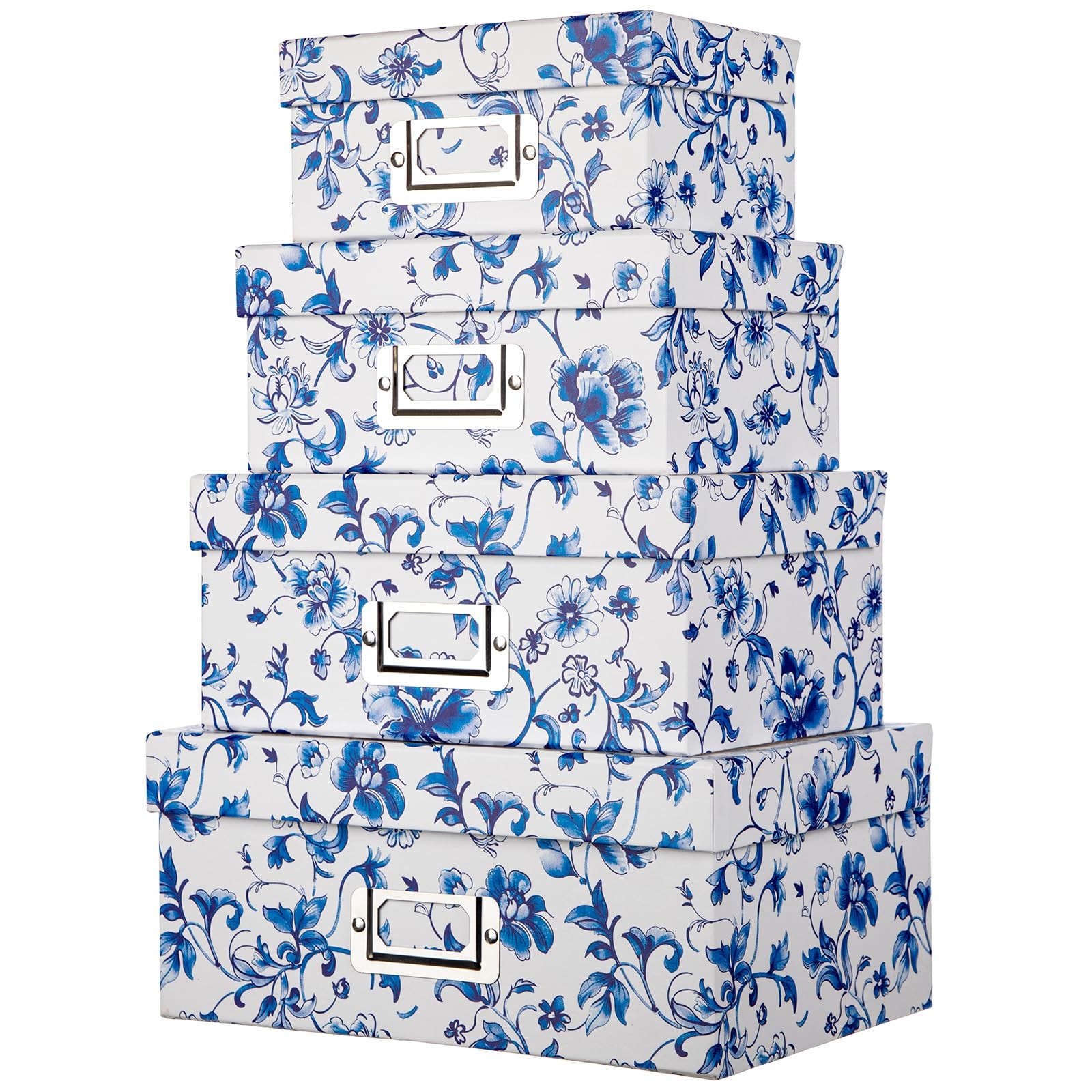 Briful Blue and White Porcelain Storage Boxes with Lids, Set of 4 – Chinoiserie
