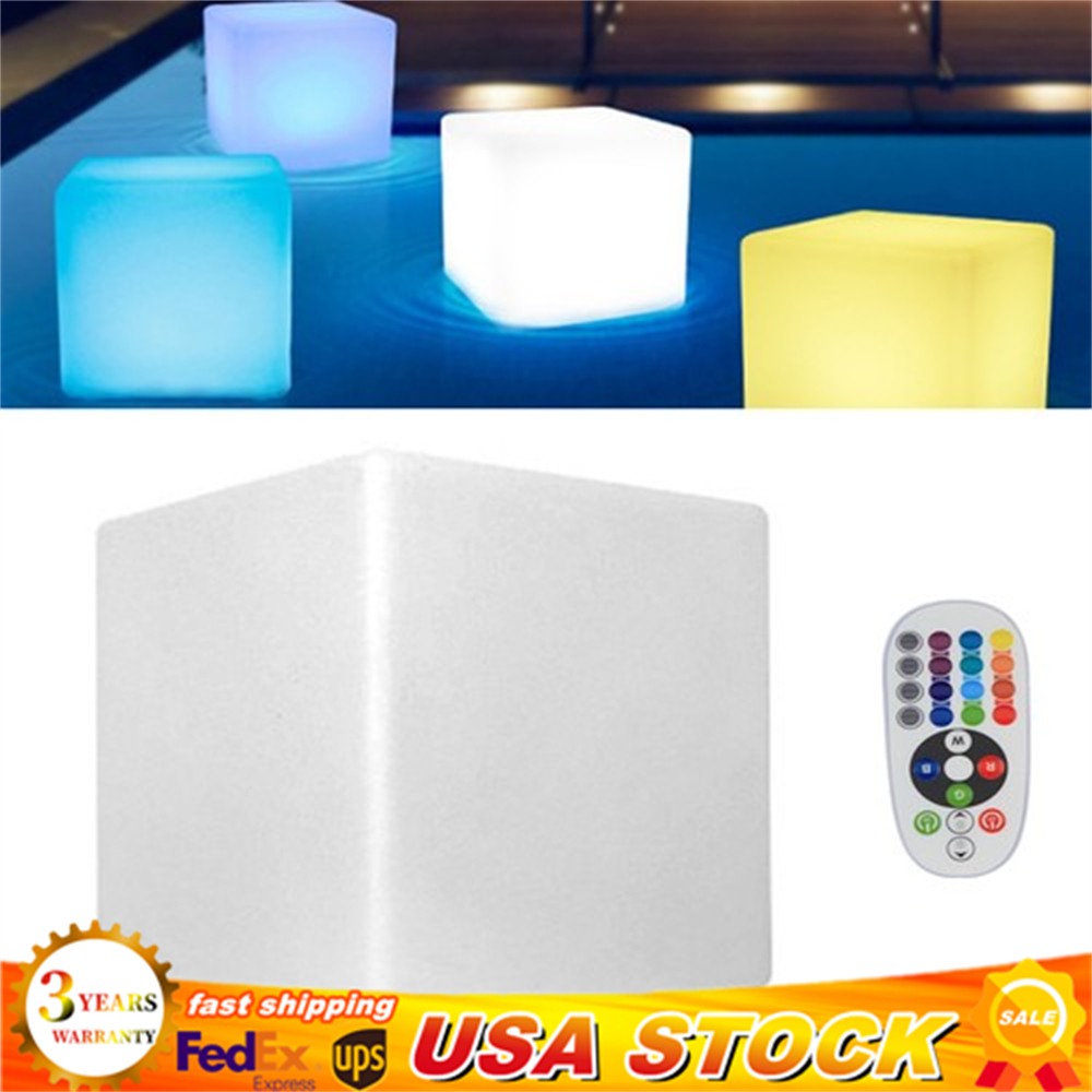 16" LED Light Cube Stool Chair 16 RGB Colors Rechargeable w/ Remote Control 5W