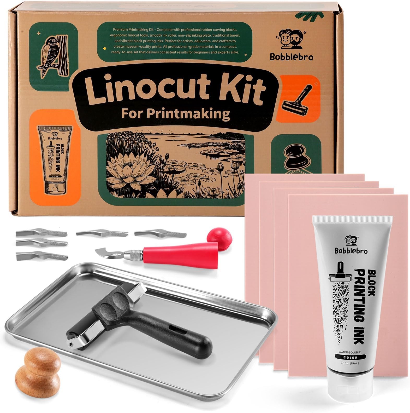 Linocut Printmaking Kit With Carving Tools & Linoleum Blocks DIY Art Set