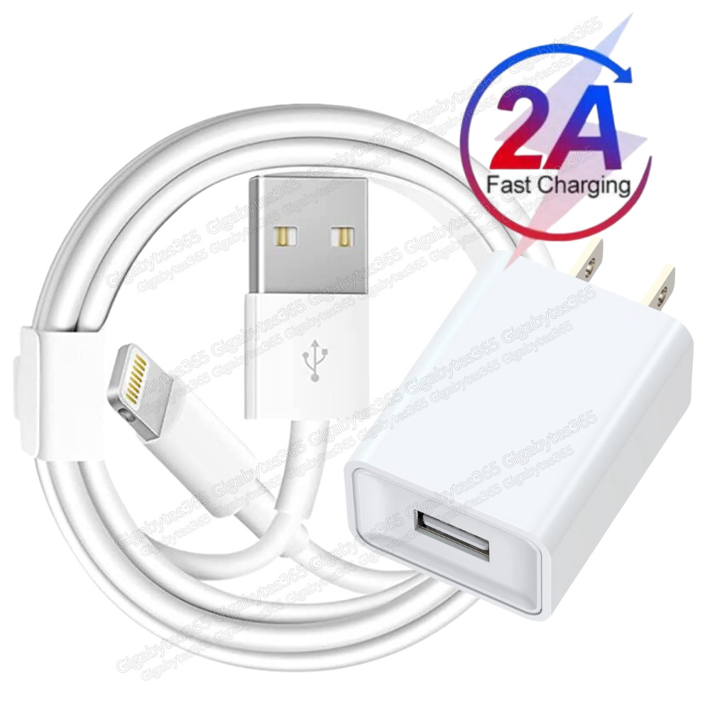 5V 2A USB Fast Charger Cable AC Wall Plug For iPhone SE 6 7 8 XR 11 12 13 14 Pro