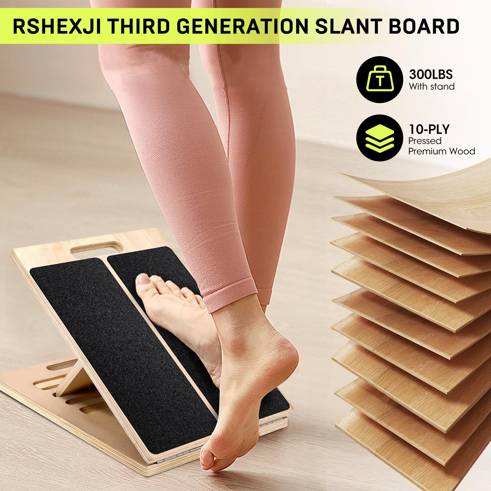 Slant Board for Physical Therapy, 6 Angle Adjustable Calf Stretcher with Trai...