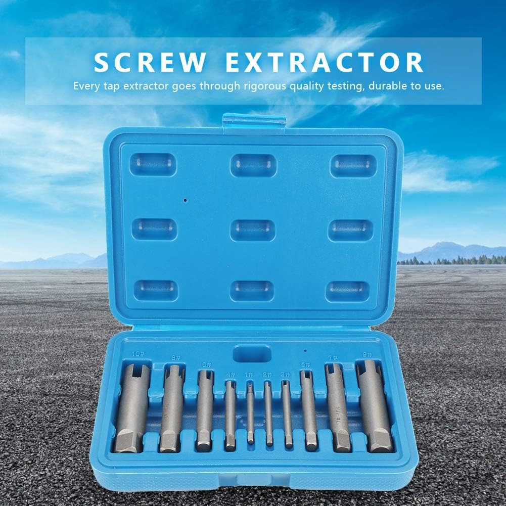 10 Pcs Tap Extractor Set Broken Head Screw Remover Steel Tool...