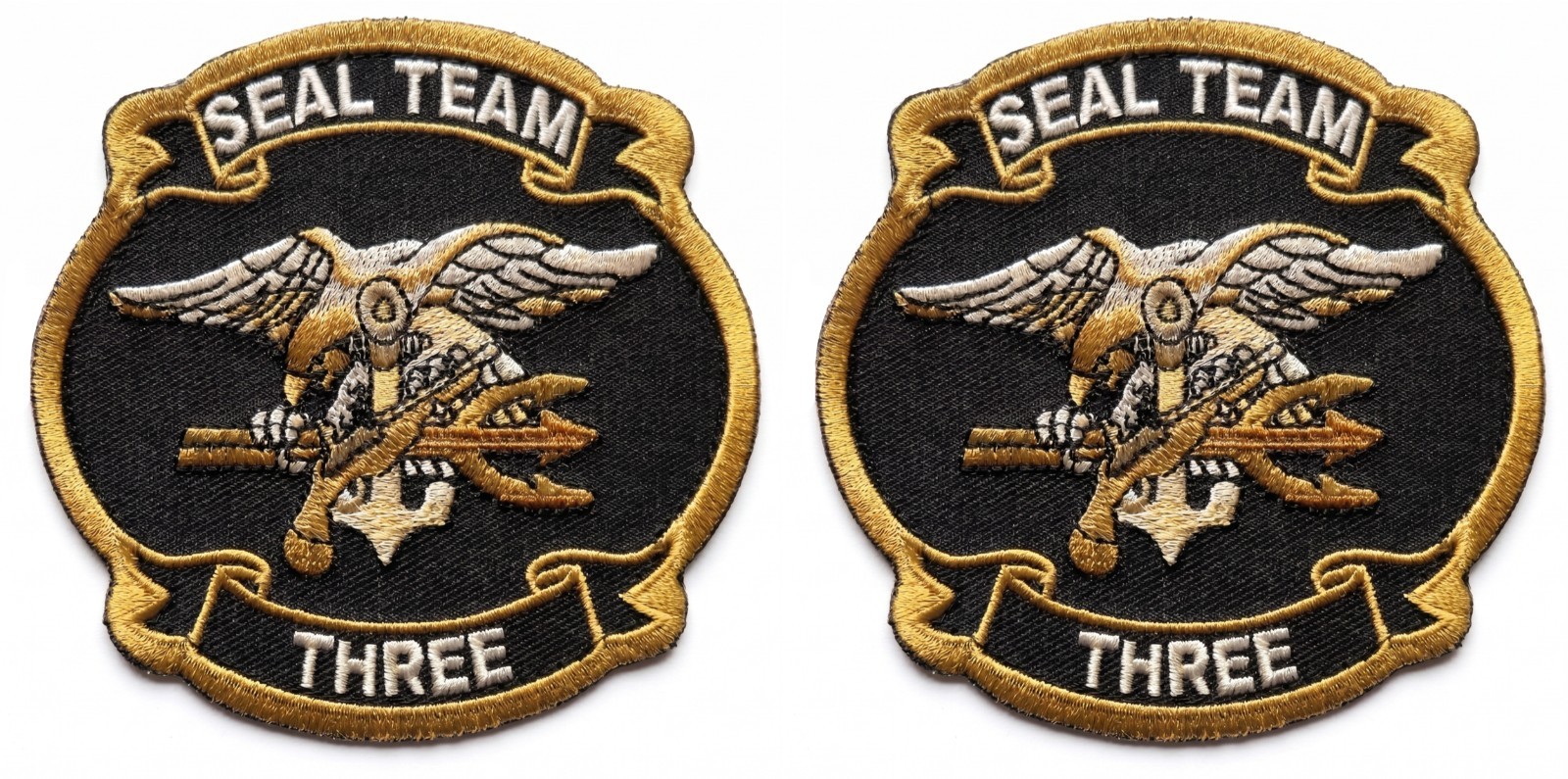 Navy Seal Team Three Embroidered Morale Patch | 2PC HOOK BACKING  3.5"
