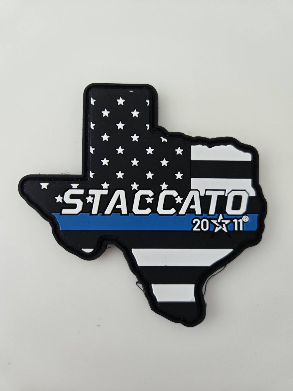 Staccato Thin Blue Line Flag on Texas PVC patch