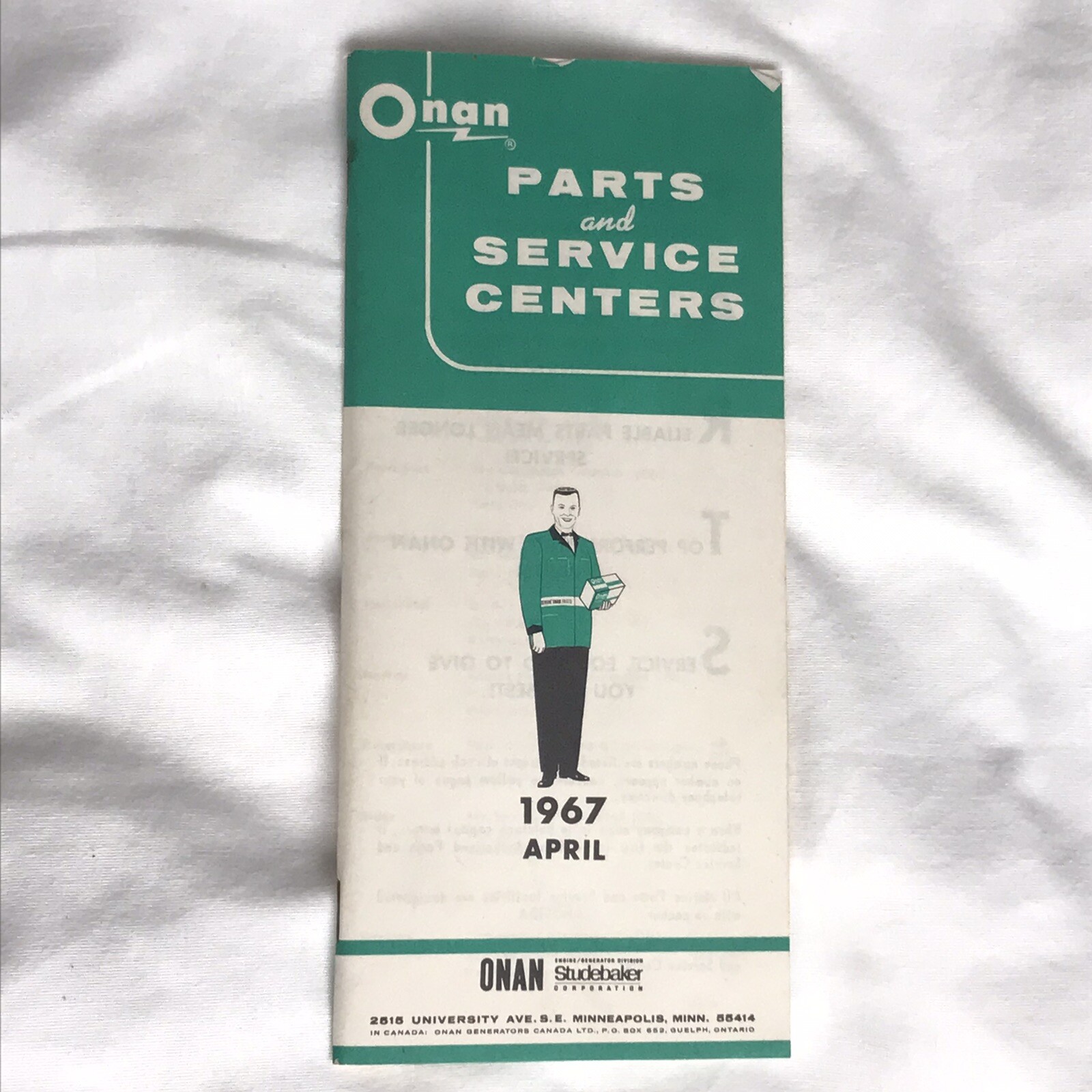 VINTAGE ONAN Parts and Service Centers Locators Business Sales Directory 1967