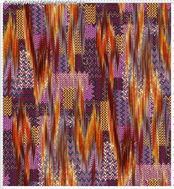 Alta Printed Chiffon Geometric Chevron Ethnic Print Sheer Dress Fabric