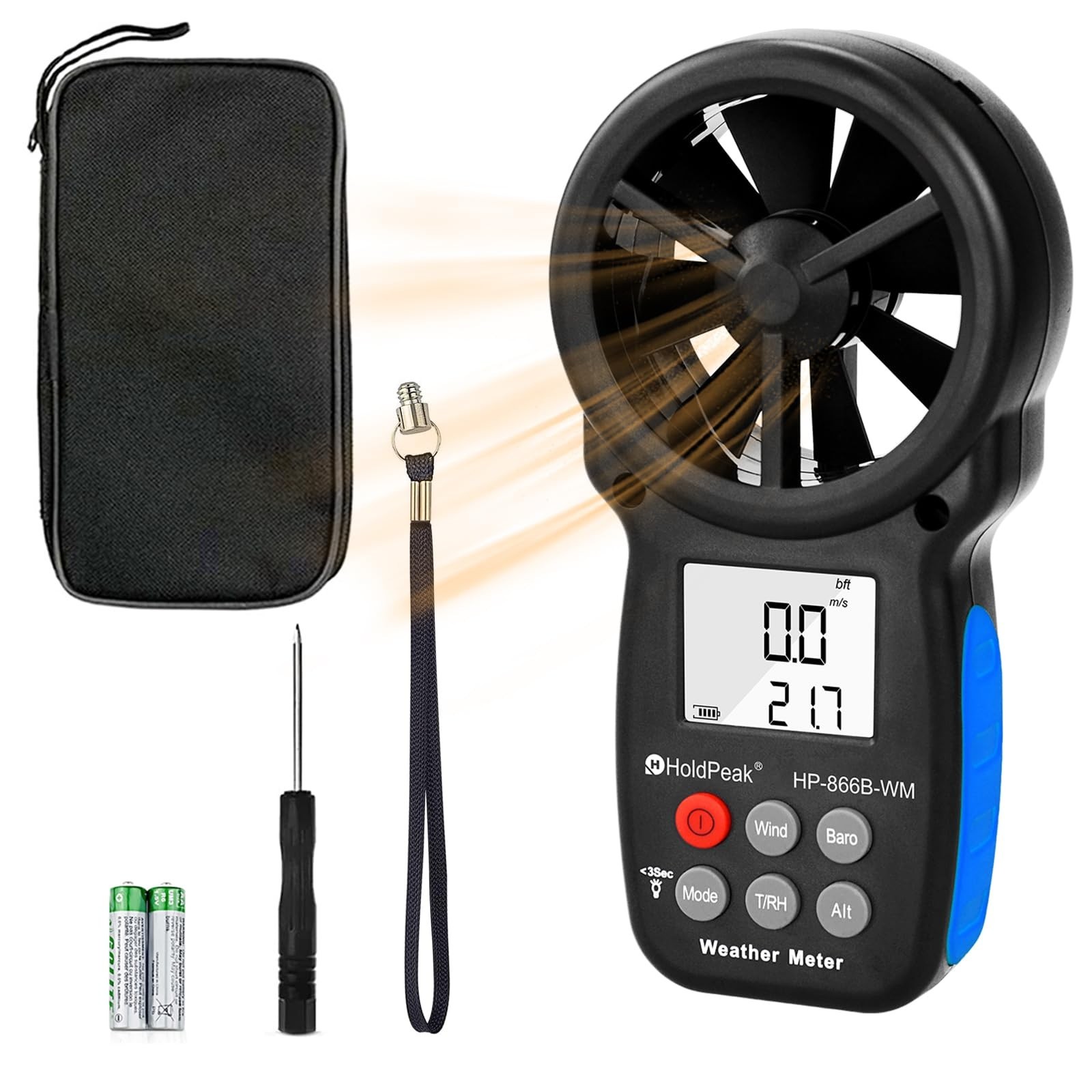 HoldPeak Handheld Anemometer Barometer, Weather Meter for Wind Spee... Fast Ship