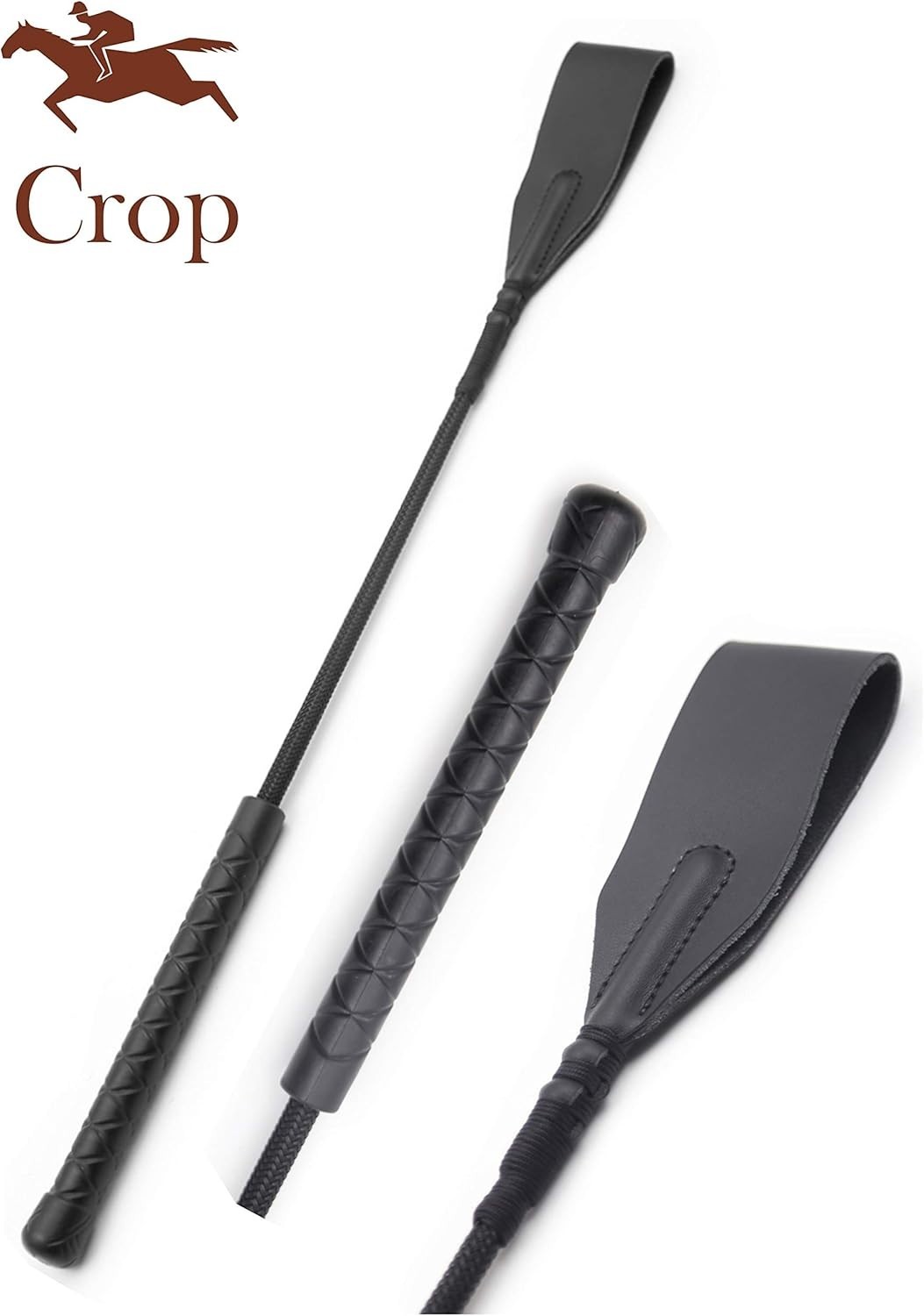 Genuine Leather Horse Crop 18" Black