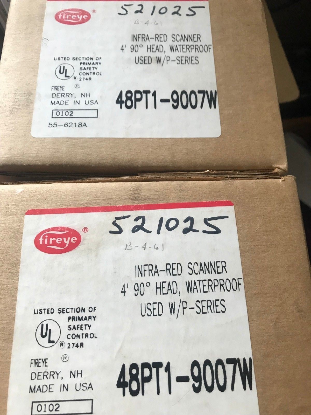FIREYE 48PT1-9007W - INFRA RED FLAME SCANNER - 4', 90° HEAD, WATERPROOF NEW