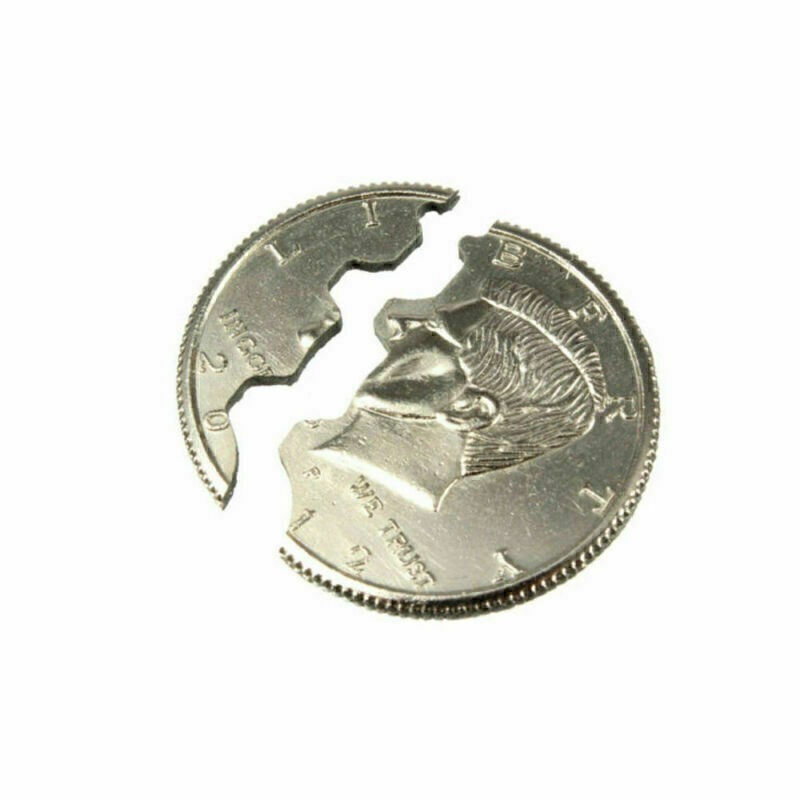 Creative Mouth Close-Up Magic Bite Out Quarter Magic Trick & Restored Half
