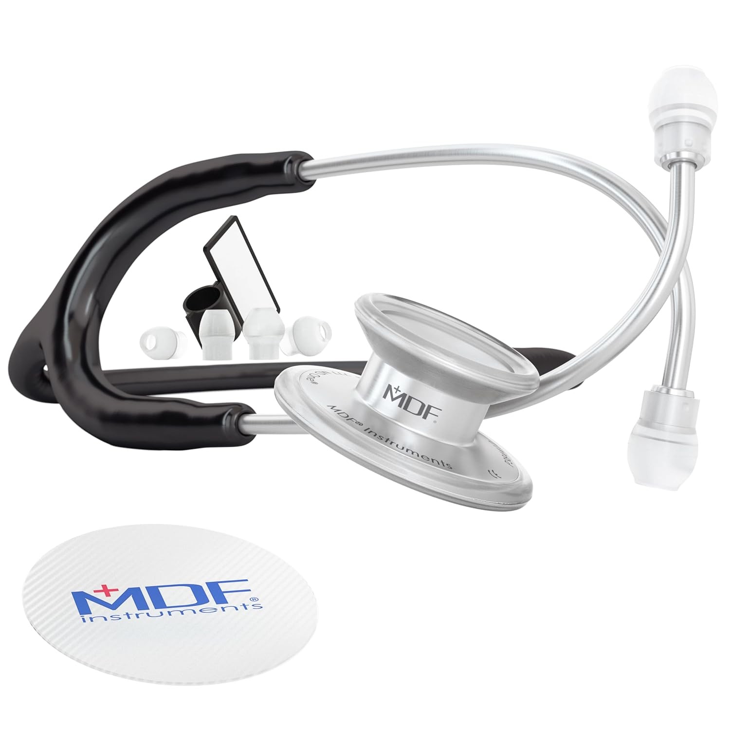 MDF Instruments, MD One Stainless Steel Stethoscope, Adult, Silver - Black