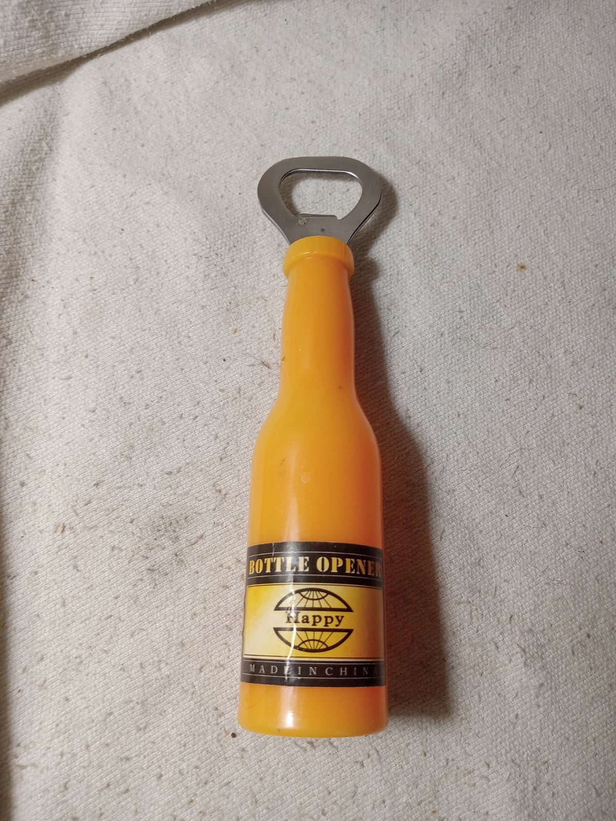 Vintage Plastic Bottle Opener "Happy" Made in China