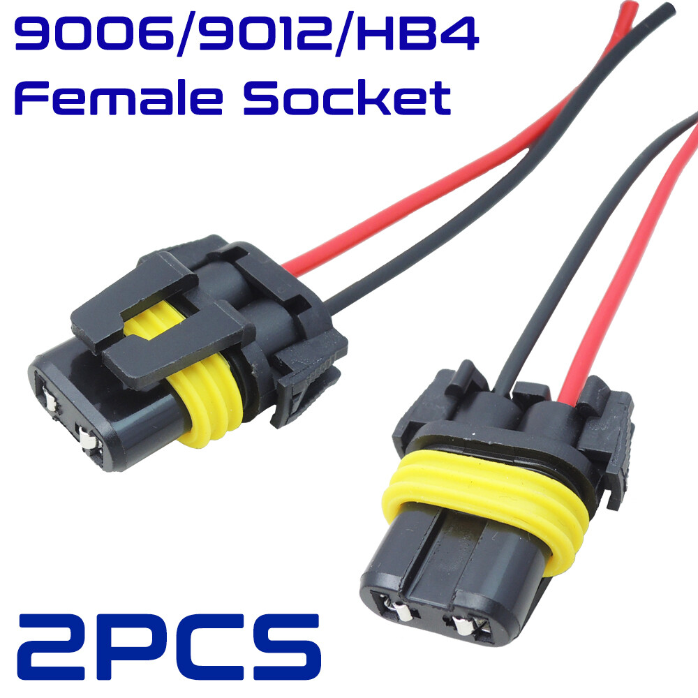 2pcs 9006 HB4 Female Connector Head Light Low Beam Socket Wire Harness Pigtail