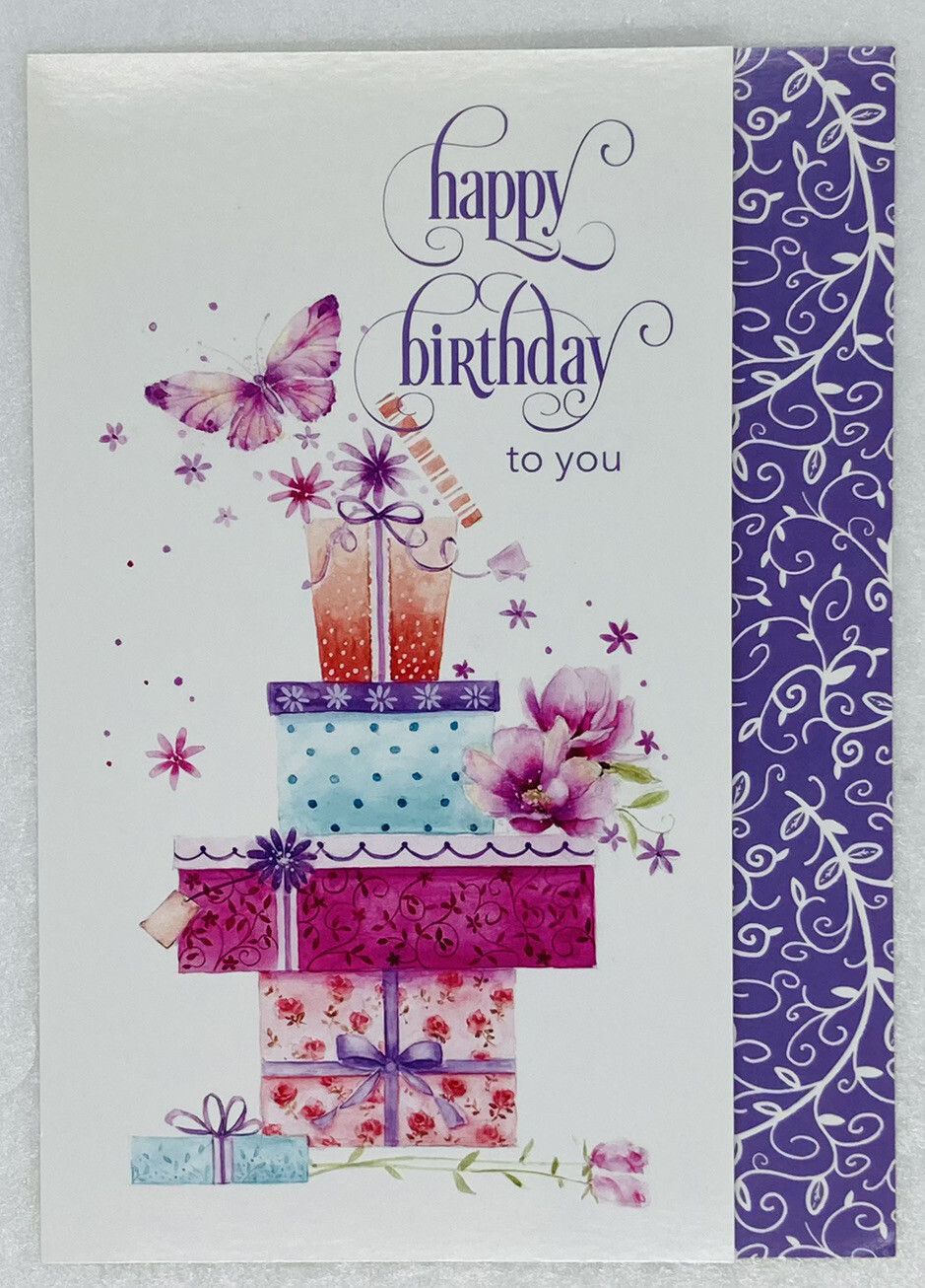 Happy Birthday Card “May Your Day Be Full Of Wonderful Things” Boxes Of Gifts P3