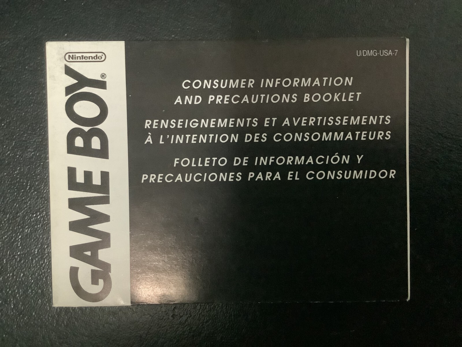 Gameboy Consumer Information Precautions Booklet U/DMG-USA-7 Manual Insert Only
