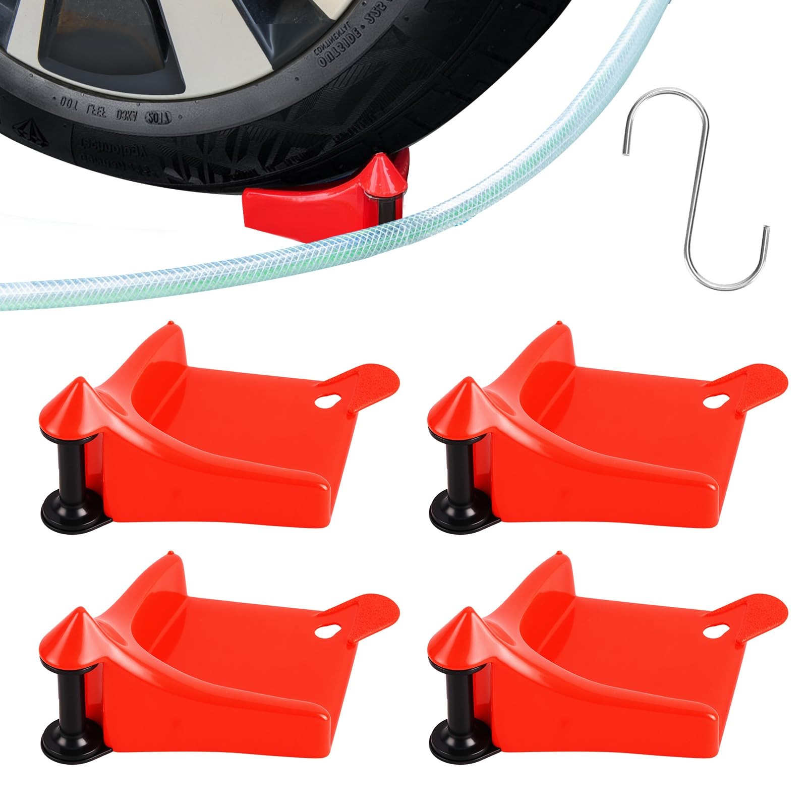 SYFLHYP 4 Pcs Car Tires Hose Guides Roller for Washing, Premium Red_4PCS