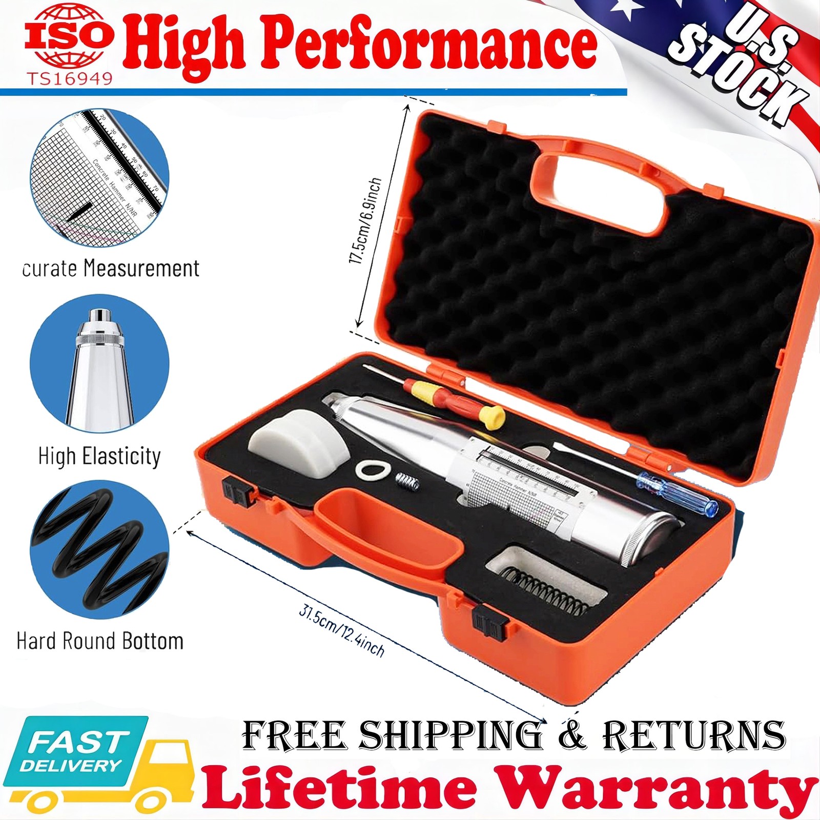 Concrete Rebound Hammer Tester Schmidt Hammer Mechanical Strength Resiliometer