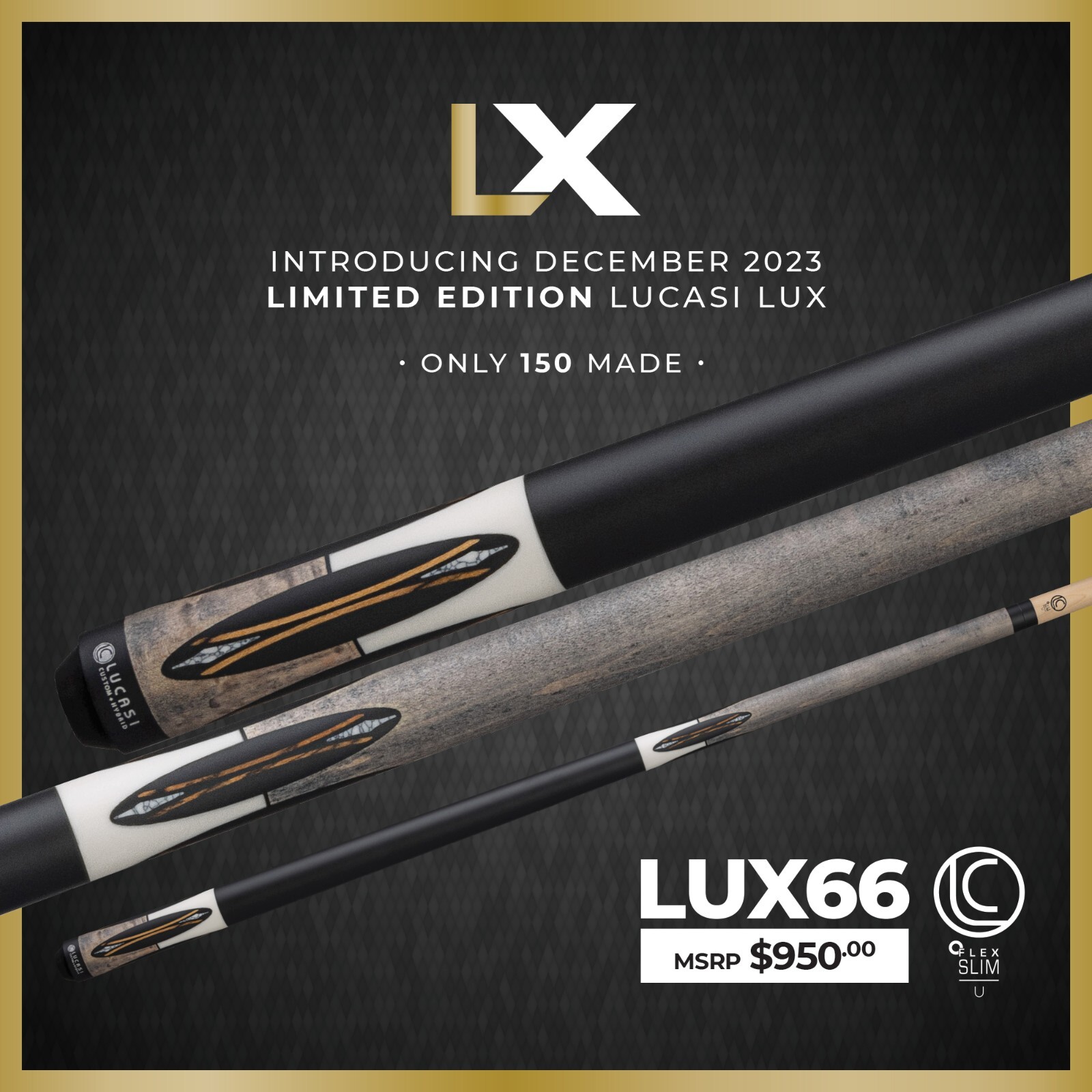 LUX66 LUCASI LUX POOL CUE - 1x1 Case - Free Shipping