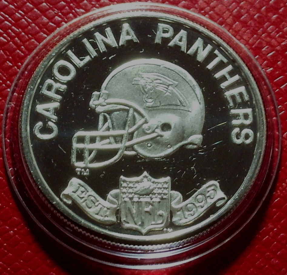 1995 Carolina Panthers-Inaugural Season Round-Highland Mint 1 oz.999 Silver