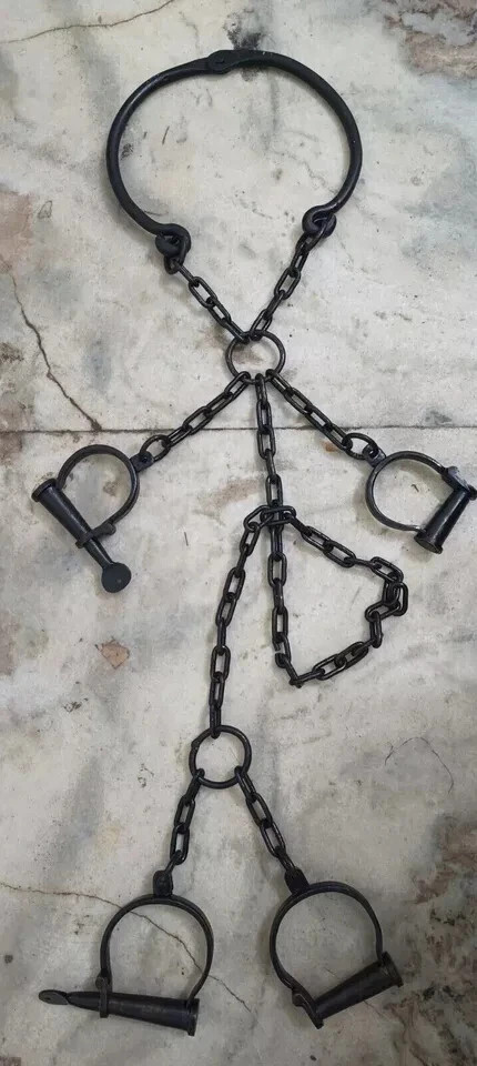 Vintage Style Handcuffs Handcrafted Neck Leg & Hand Rare Lock & 2 Keys