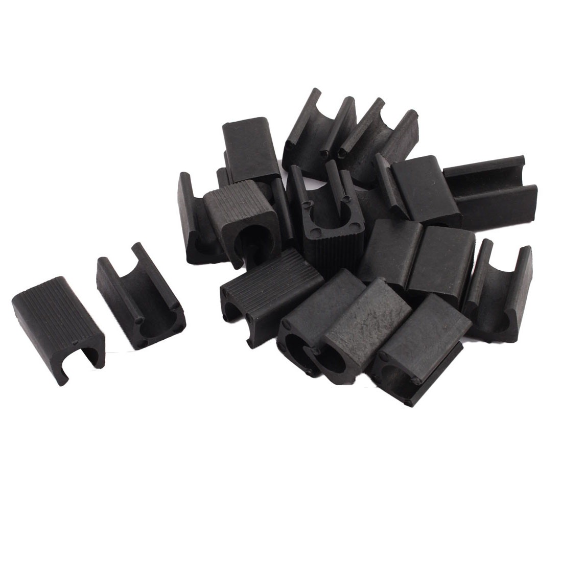20Pack Plastic Chair Foot U Shaped Floor Glides Tubing Caps Cover 10mm Dia Black