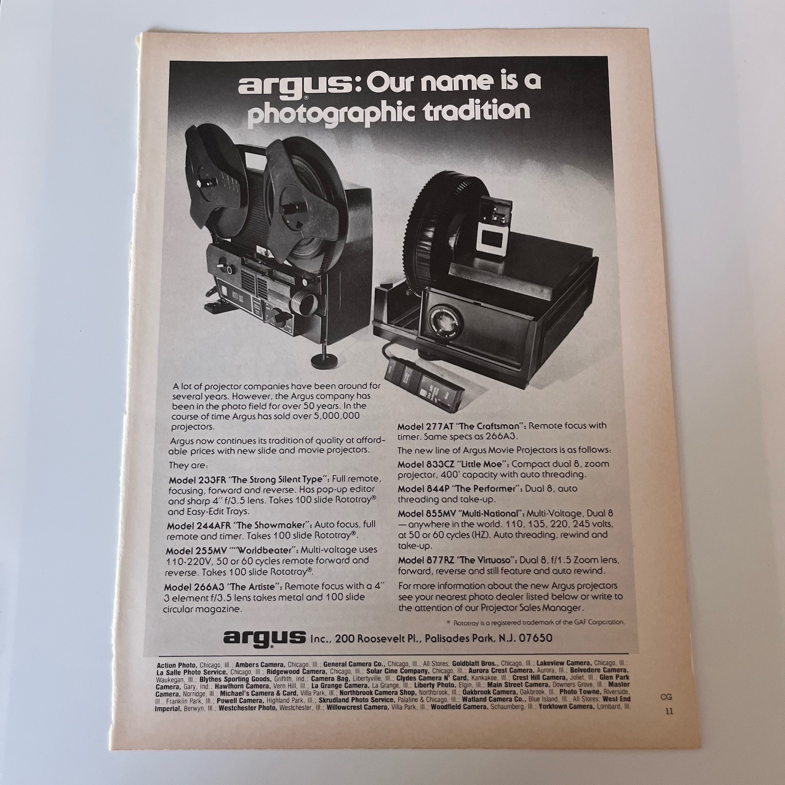 1978 Argus Photographic Tradition Print Ad Original Vintage Palisades Park NJ