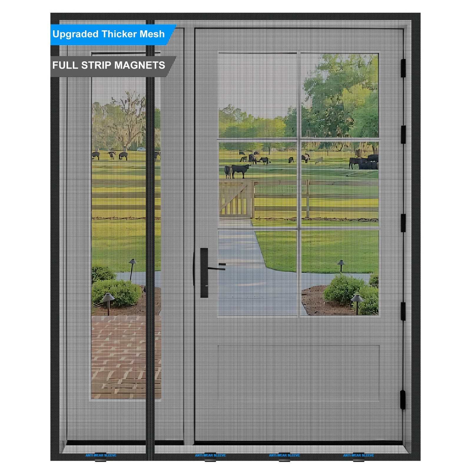 Magnetic Screen Door 70x 79 in, Thicker 265g/㎡ Mesh, Reversible Left Right Si...