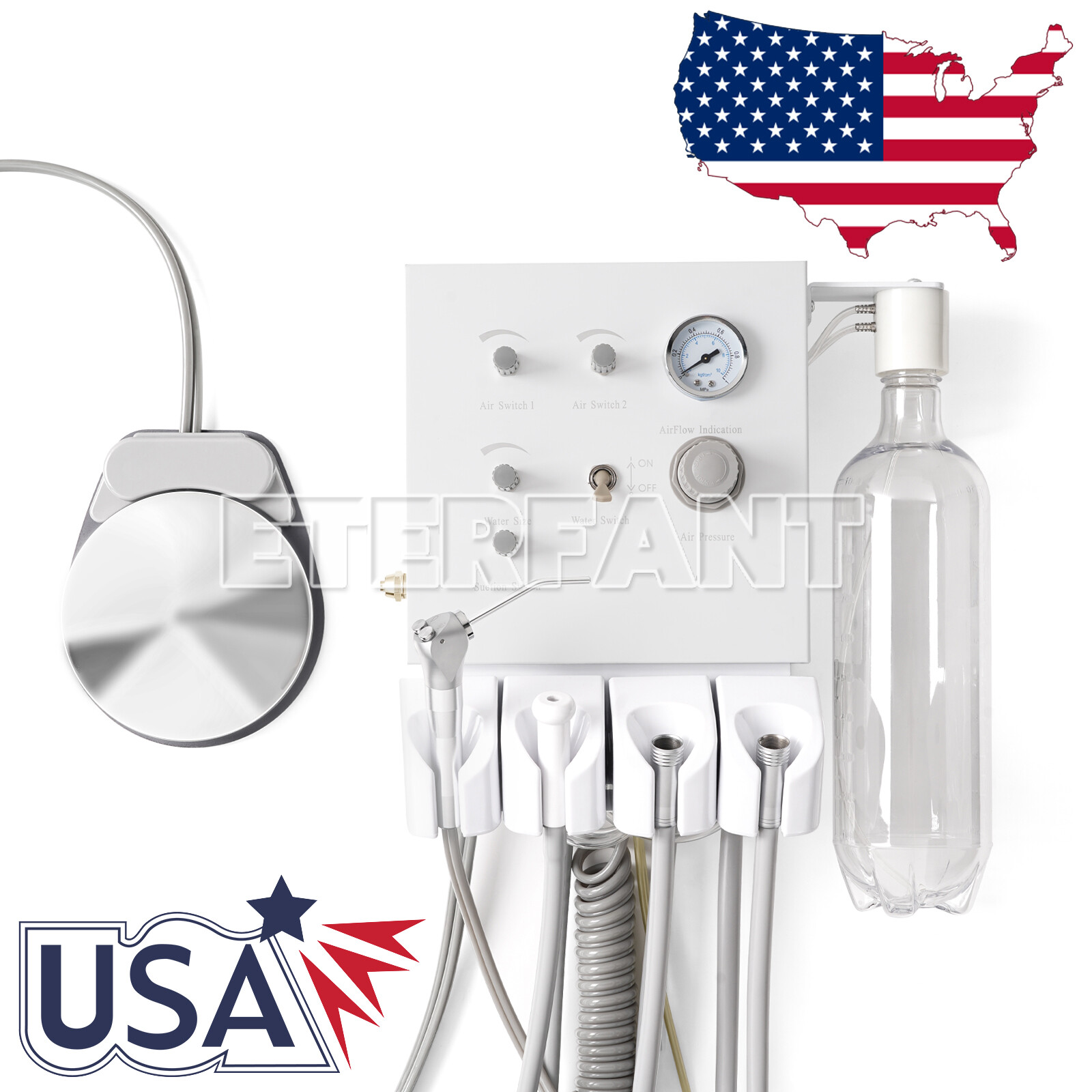 Wall Hanging Dental Turbine Unit 4 H with Weak Suction Work with Air Compressor