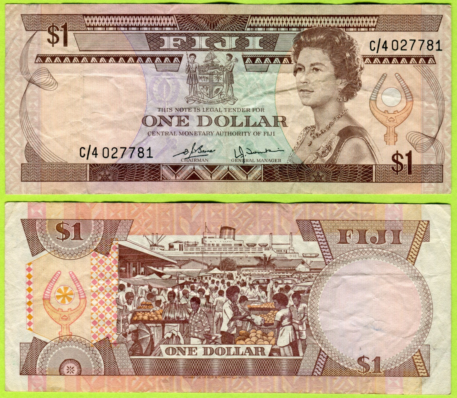 Fiji 1 Dollar ND(1980) P76 Used/VF #027781