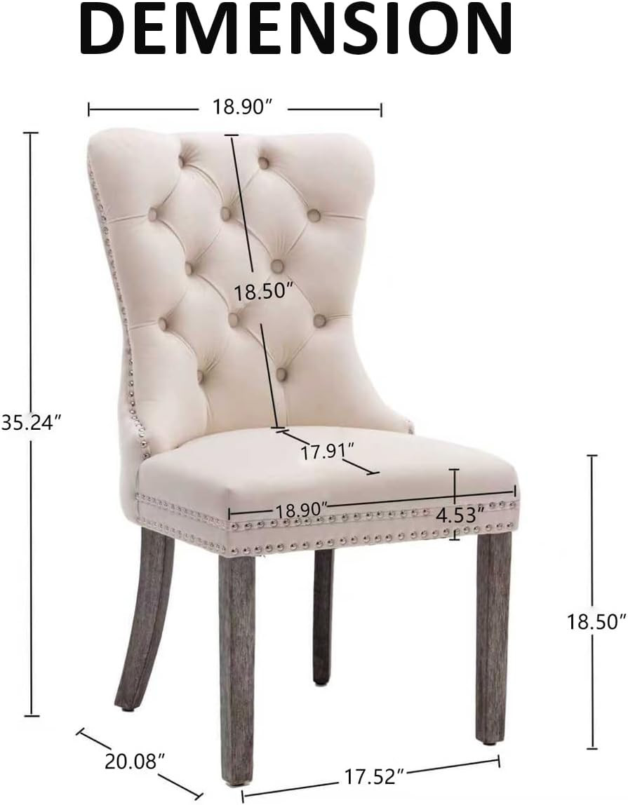KCC Velvet Dining Chairs Set of 4, Upholstered High-End Tufted Dining Room Chair