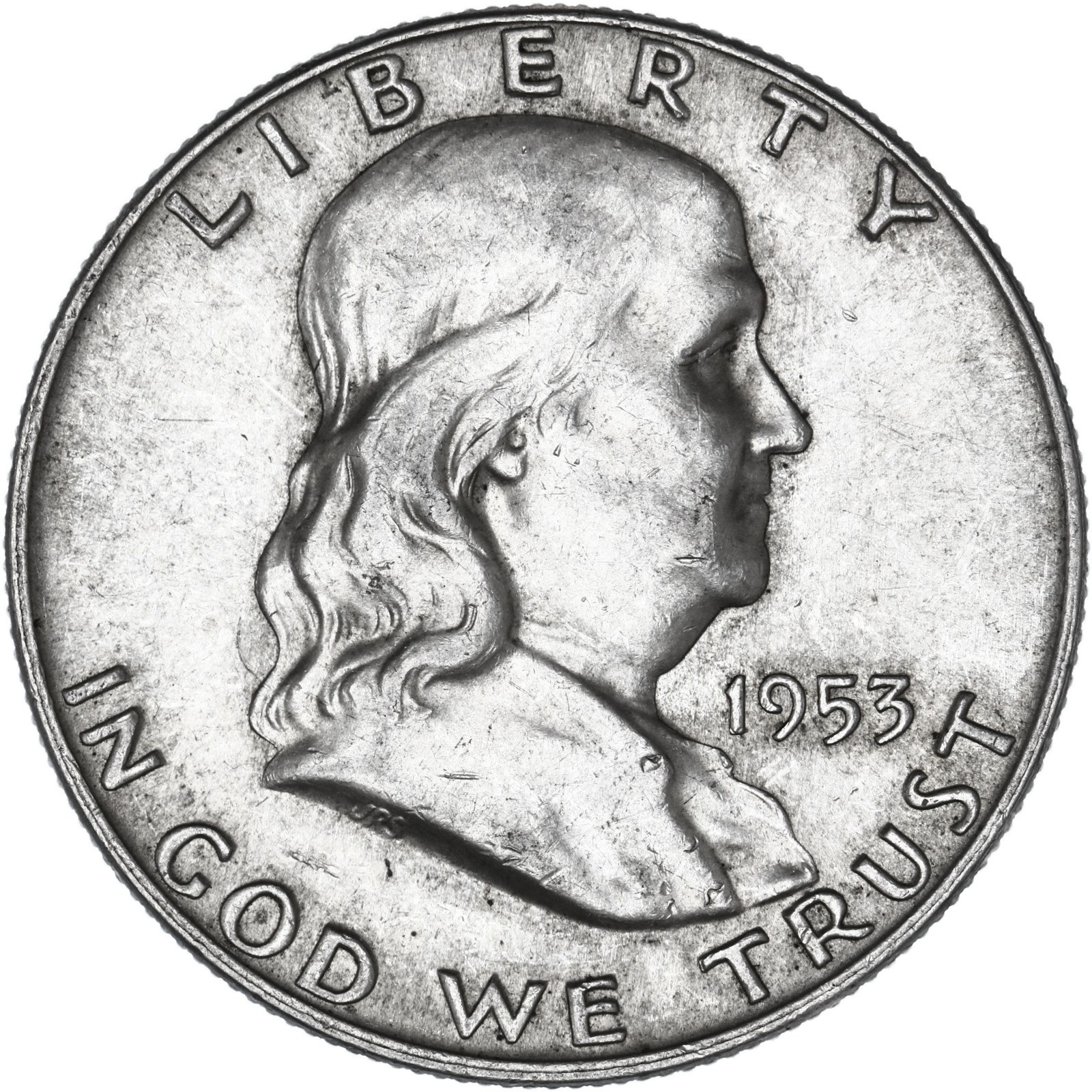 1953 D Franklin Half Dollar About Uncirculated 90% Silver