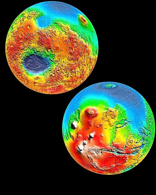 TWO MARS HEMISPHERES NASA 11x14 GLOSSY PHOTO PRINT